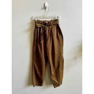 Free People - Brown Paperbag Pants With Belt Tapered Ankle - Size 8